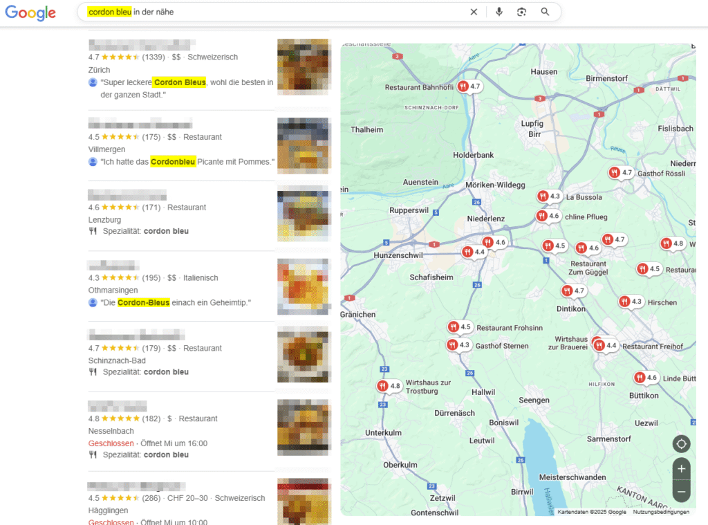 Google Bewertungen in Lokalen Suchergebnissen