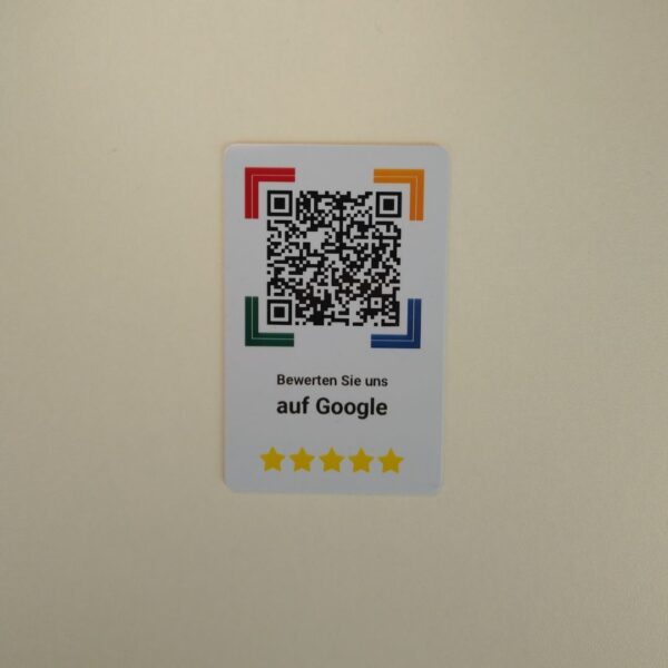 Rückseite Google Bewertungskarte mit QR-Code